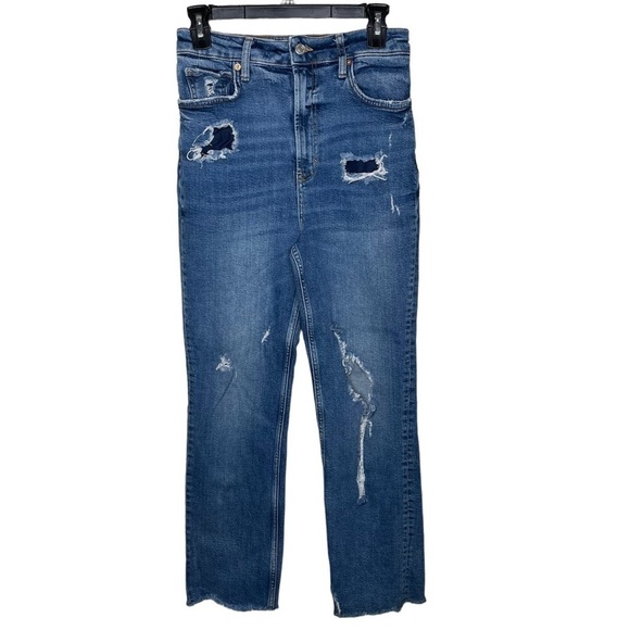 Free People We The Free High Rise Distressed Ripped Slim Jeans Sz28 - Picture 3 of 16